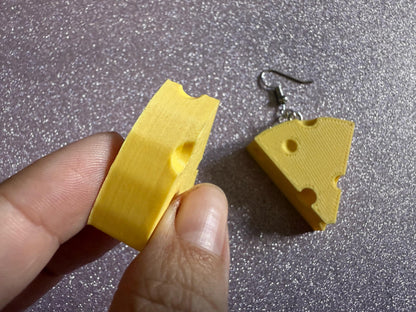 Cheese Slice Earrings: 3D Printed Cheese, Dairy, Cow, Swiss Cheese, Slices, Food Earrings, Best Gifts for Her/Him/Them
