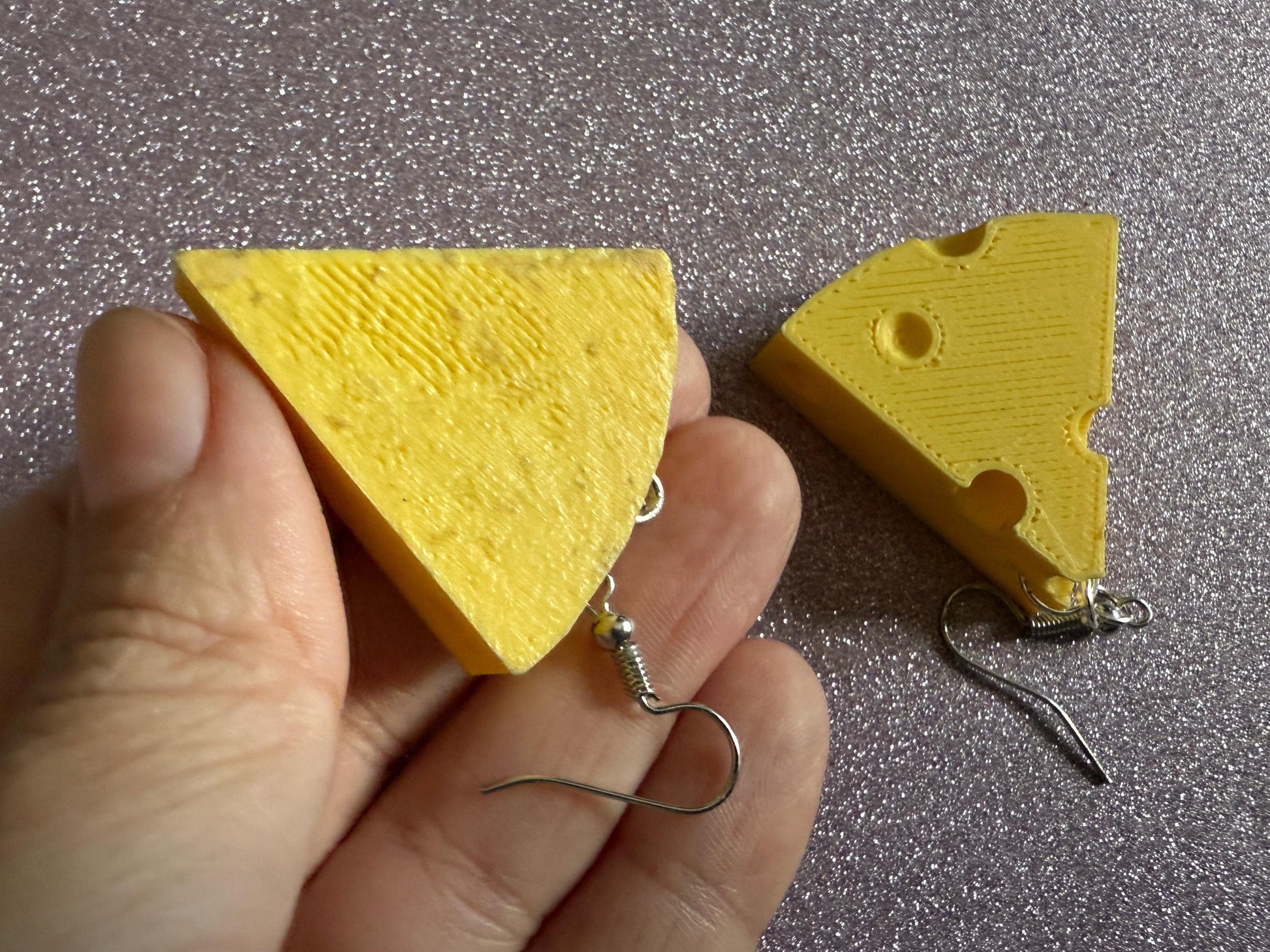 Cheese Slice Earrings: 3D Printed Cheese, Dairy, Cow, Swiss Cheese, Slices, Food Earrings, Best Gifts for Her/Him/Them