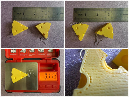 Cheese Slice Earrings: 3D Printed Cheese, Dairy, Cow, Swiss Cheese, Slices, Food Earrings, Best Gifts for Her/Him/Them