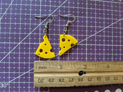 Cheese Slice Earrings: Dairy, Food Earrings, Cow, Swiss Cheese, Food Earrings, Gifts for Her/Him/Them