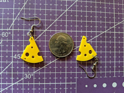 Cheese Slice Earrings: Dairy, Food Earrings, Cow, Swiss Cheese, Food Earrings, Gifts for Her/Him/Them