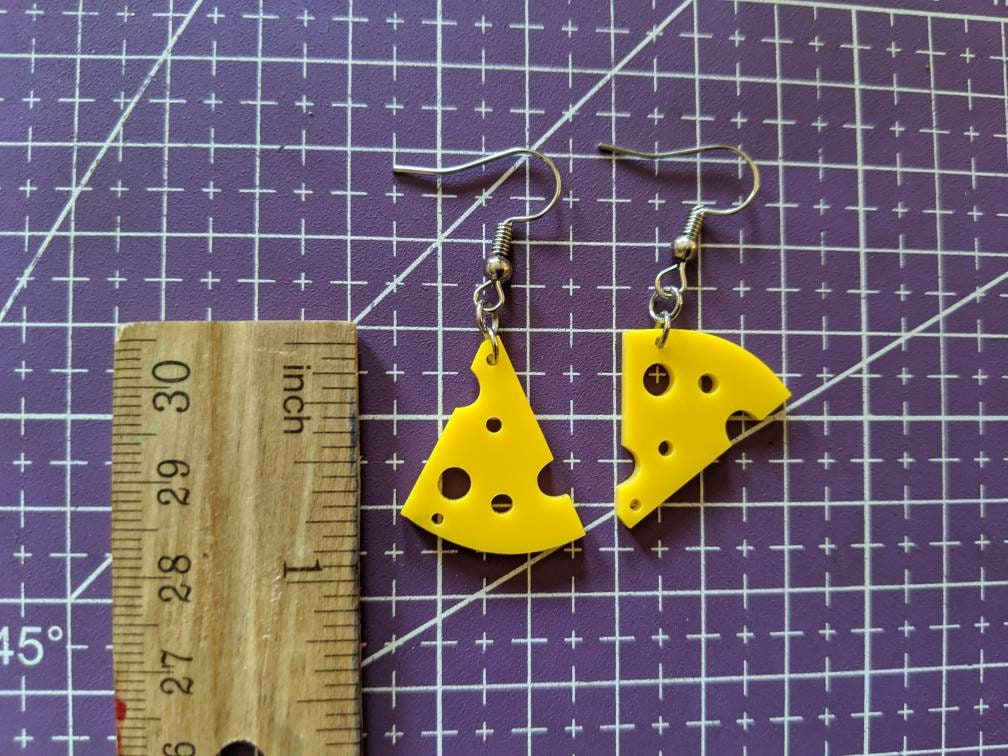 Cheese Slice Earrings: Dairy, Food Earrings, Cow, Swiss Cheese, Food Earrings, Gifts for Her/Him/Them
