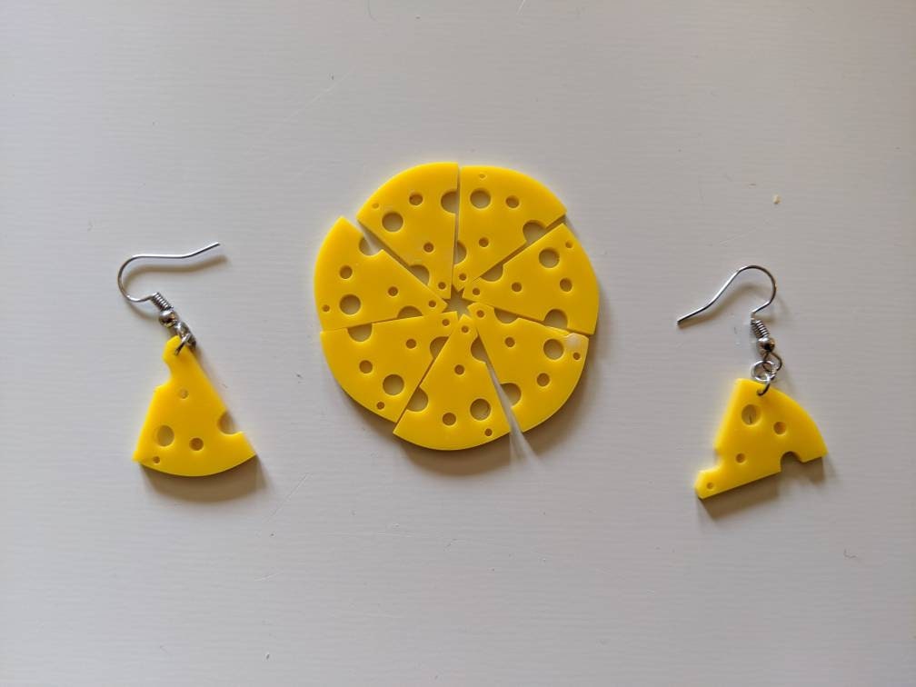 Cheese Slice Earrings: Dairy, Food Earrings, Cow, Swiss Cheese, Food Earrings, Gifts for Her/Him/Them