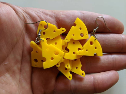 Cheese Slice Earrings: Dairy, Food Earrings, Cow, Swiss Cheese, Food Earrings, Gifts for Her/Him/Them