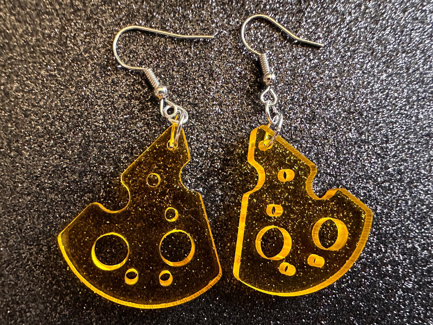 Cheese Slice Earrings: Laser Cut Acrylic Cheese, Dairy, Cow, Swiss Cheese, Slices, Food Earrings, Best Gifts for Her/Him/Them