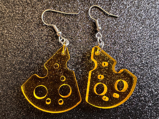 Cheese Slice Earrings: Laser Cut Acrylic Cheese, Dairy, Cow, Swiss Cheese, Slices, Food Earrings, Best Gifts for Her/Him/Them