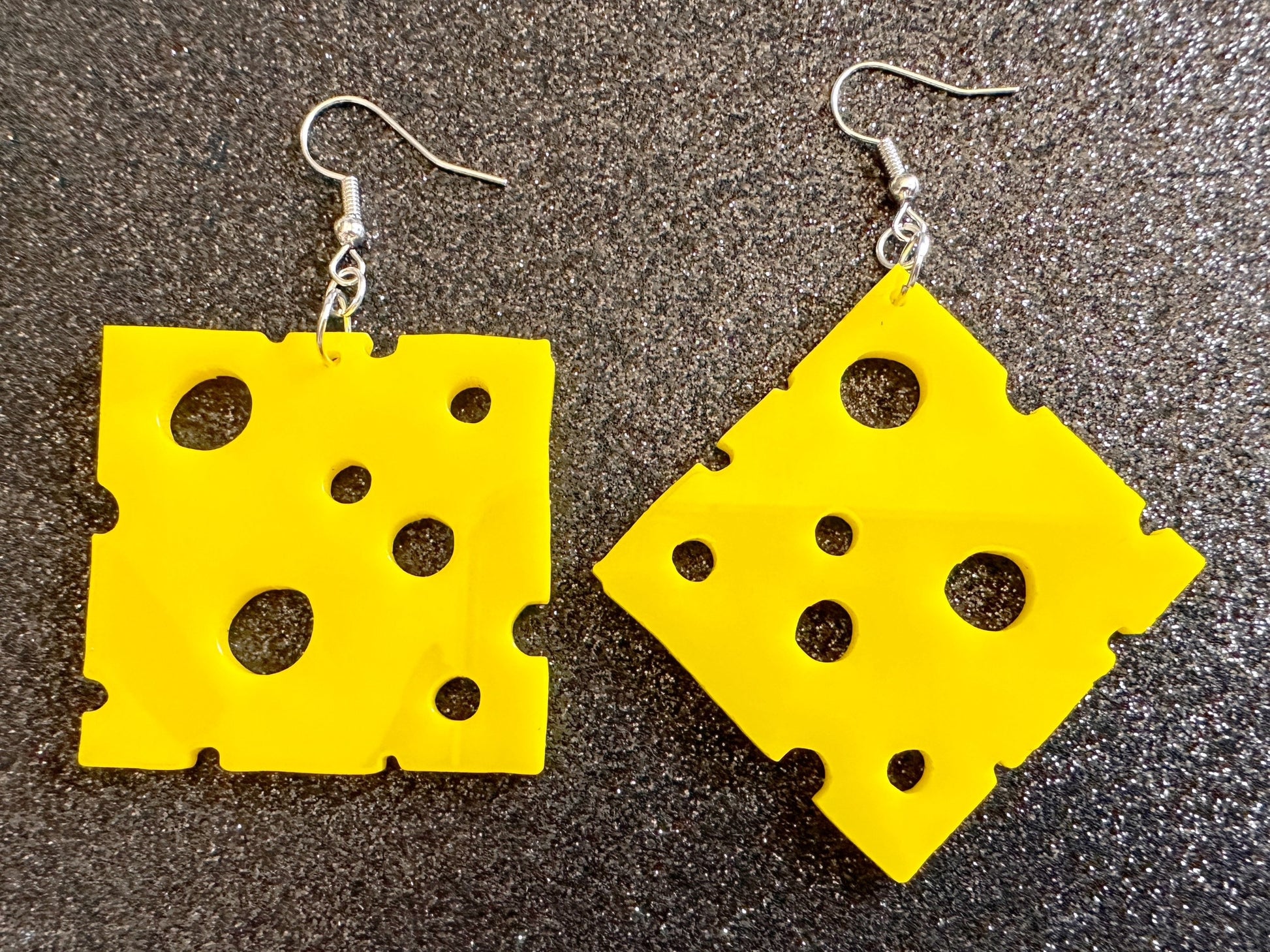 Cheese Slice Earrings: Laser Cut Acrylic Cheese, Dairy, Cow, Swiss Cheese, Slices, Food Earrings, Best Gifts for Her/Him/Them