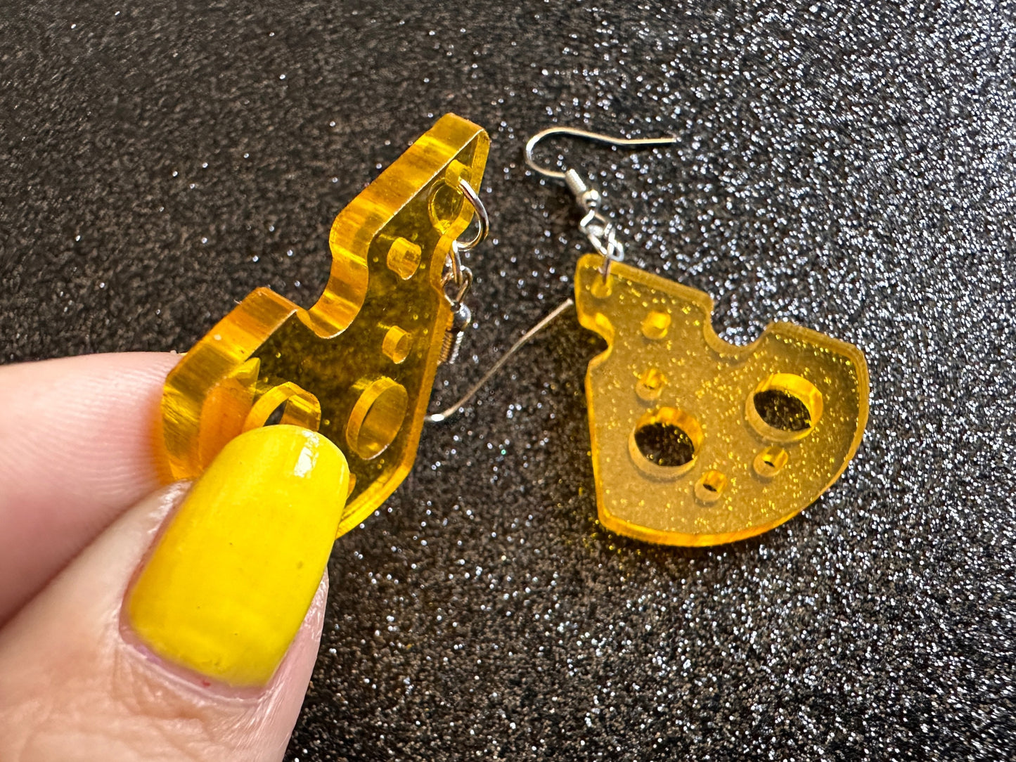 Cheese Slice Earrings: Laser Cut Acrylic Cheese, Dairy, Cow, Swiss Cheese, Slices, Food Earrings, Best Gifts for Her/Him/Them