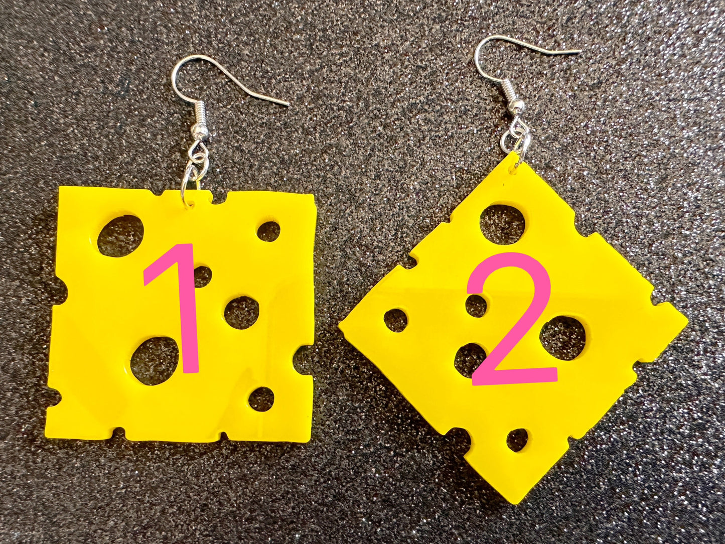 Cheese Slice Earrings: Laser Cut Acrylic Cheese, Dairy, Cow, Swiss Cheese, Slices, Food Earrings, Best Gifts for Her/Him/Them