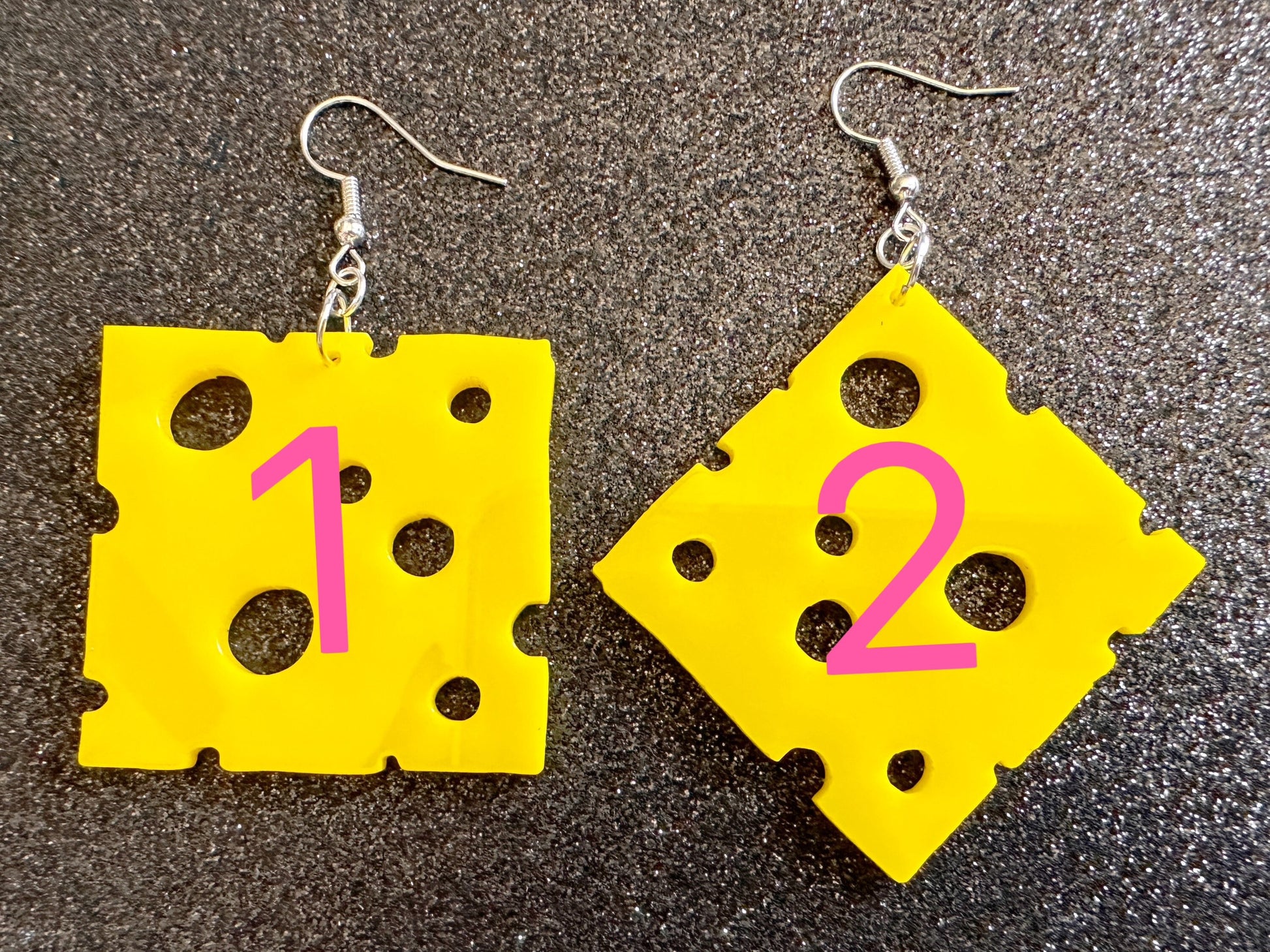 Cheese Slice Earrings: Laser Cut Acrylic Cheese, Dairy, Cow, Swiss Cheese, Slices, Food Earrings, Best Gifts for Her/Him/Them