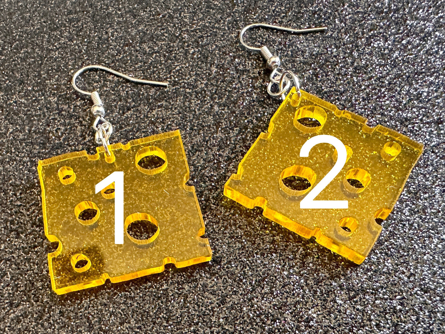 Cheese Slice Earrings: Laser Cut Acrylic Cheese, Dairy, Cow, Swiss Cheese, Slices, Food Earrings, Best Gifts for Her/Him/Them