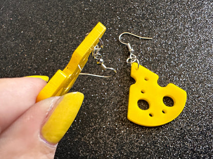 Cheese Slice Earrings: Laser Cut Acrylic Cheese, Dairy, Cow, Swiss Cheese, Slices, Food Earrings, Best Gifts for Her/Him/Them