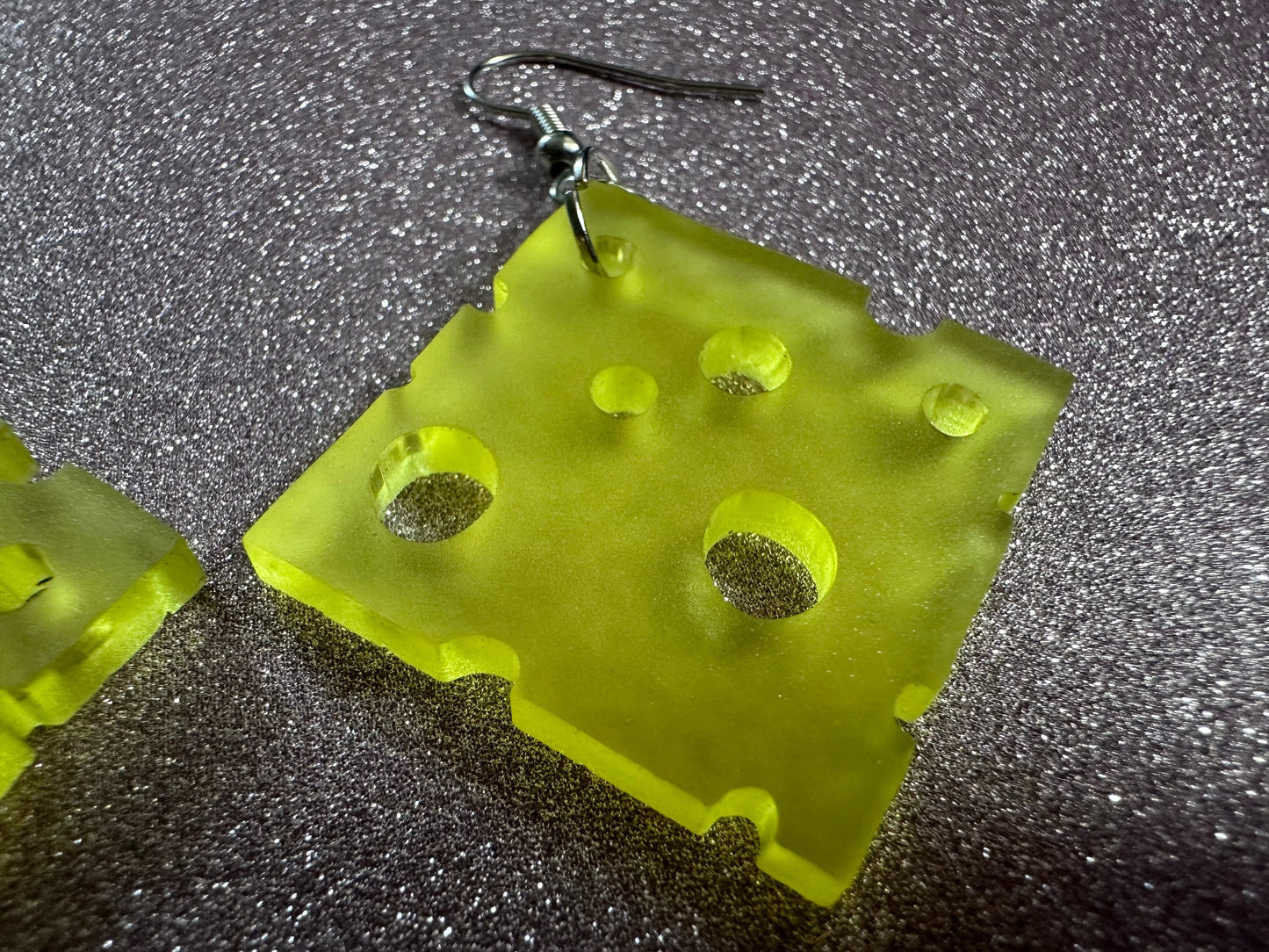 Cheese Slice Earrings: Laser Cut Acrylic Cheese, Dairy, Cow, Swiss Cheese, Slices, Food Earrings, Best Gifts for Her/Him/Them