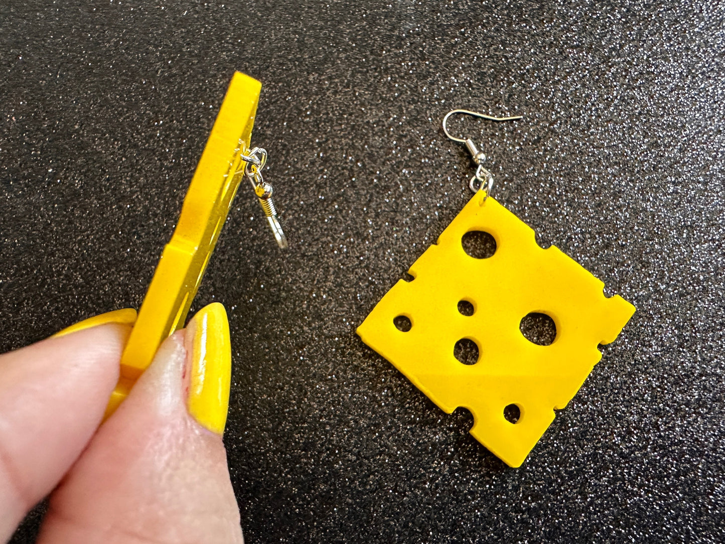 Cheese Slice Earrings: Laser Cut Acrylic Cheese, Dairy, Cow, Swiss Cheese, Slices, Food Earrings, Best Gifts for Her/Him/Them