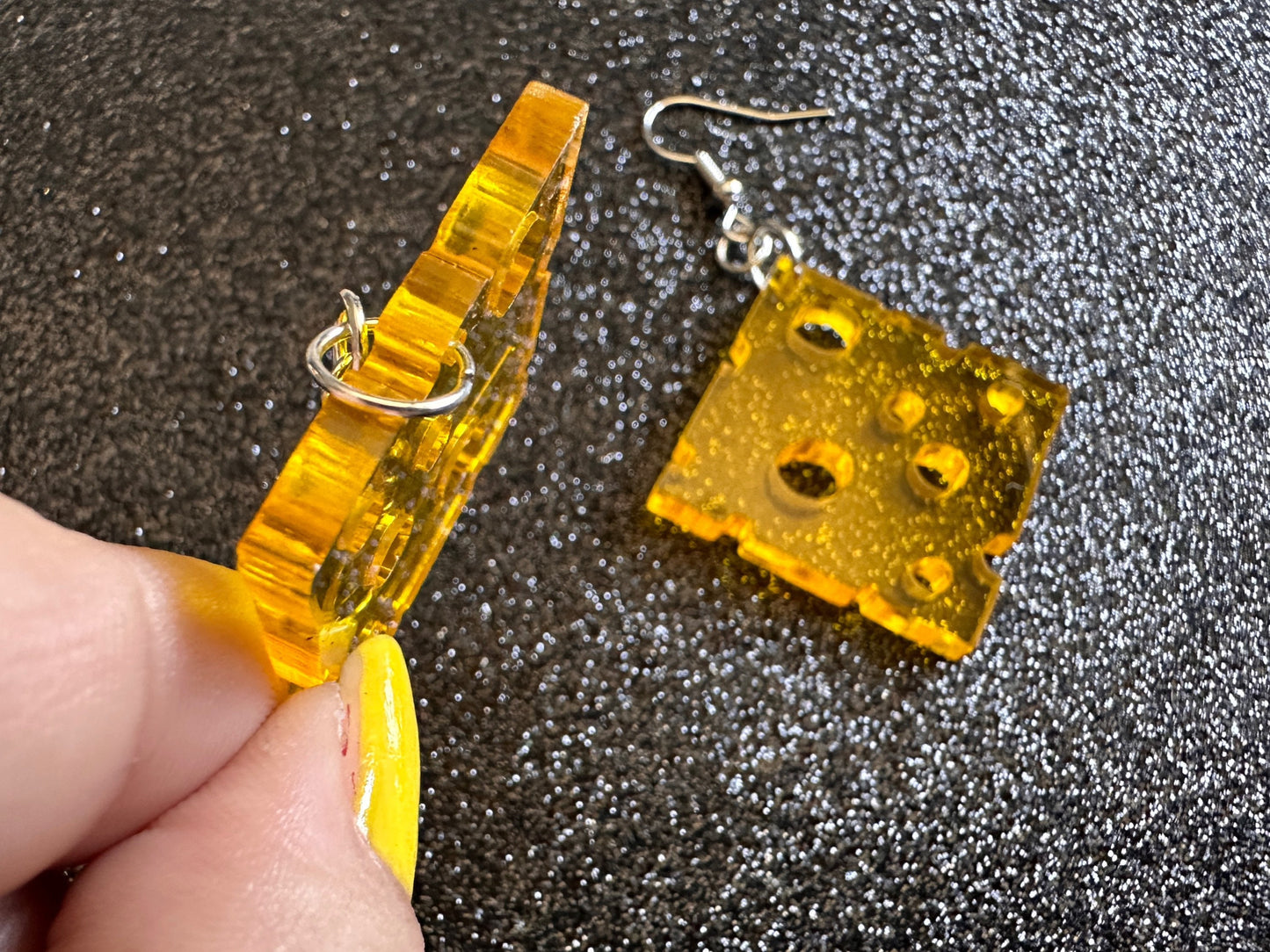 Cheese Slice Earrings: Laser Cut Acrylic Cheese, Dairy, Cow, Swiss Cheese, Slices, Food Earrings, Best Gifts for Her/Him/Them