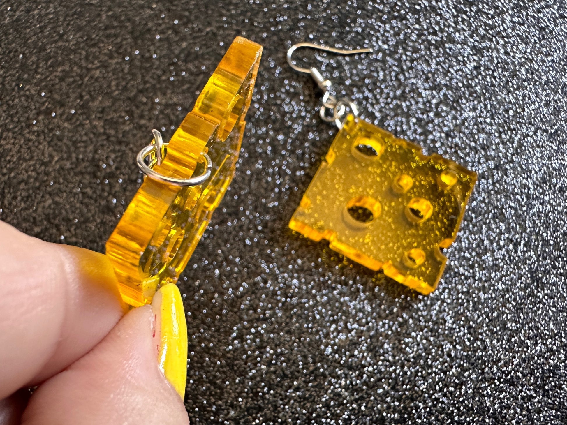 Cheese Slice Earrings: Laser Cut Acrylic Cheese, Dairy, Cow, Swiss Cheese, Slices, Food Earrings, Best Gifts for Her/Him/Them