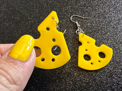 Cheese Slice Earrings: Laser Cut Acrylic Cheese, Dairy, Cow, Swiss Cheese, Slices, Food Earrings, Best Gifts for Her/Him/Them