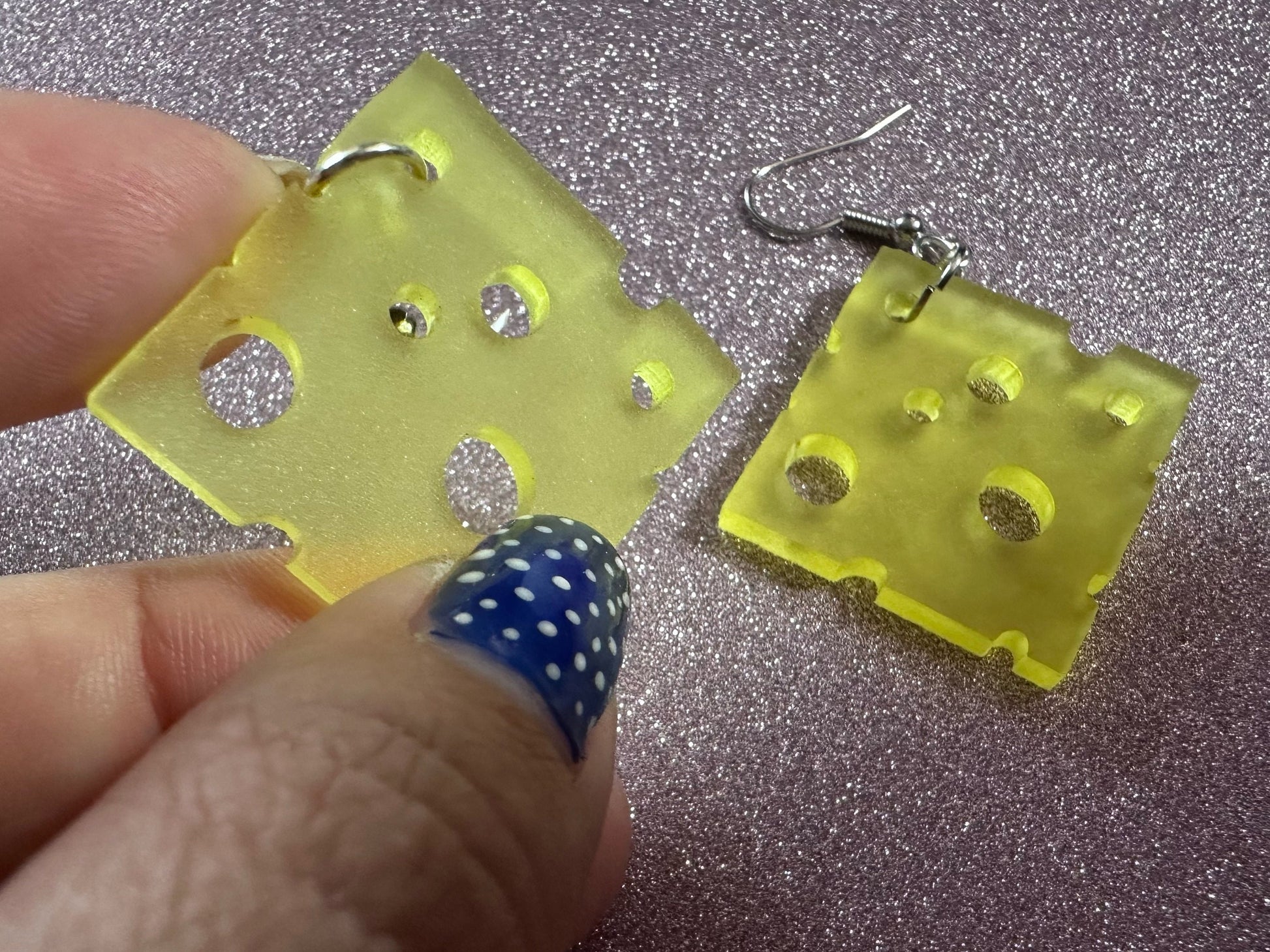 Cheese Slice Earrings: Laser Cut Acrylic Cheese, Dairy, Cow, Swiss Cheese, Slices, Food Earrings, Best Gifts for Her/Him/Them