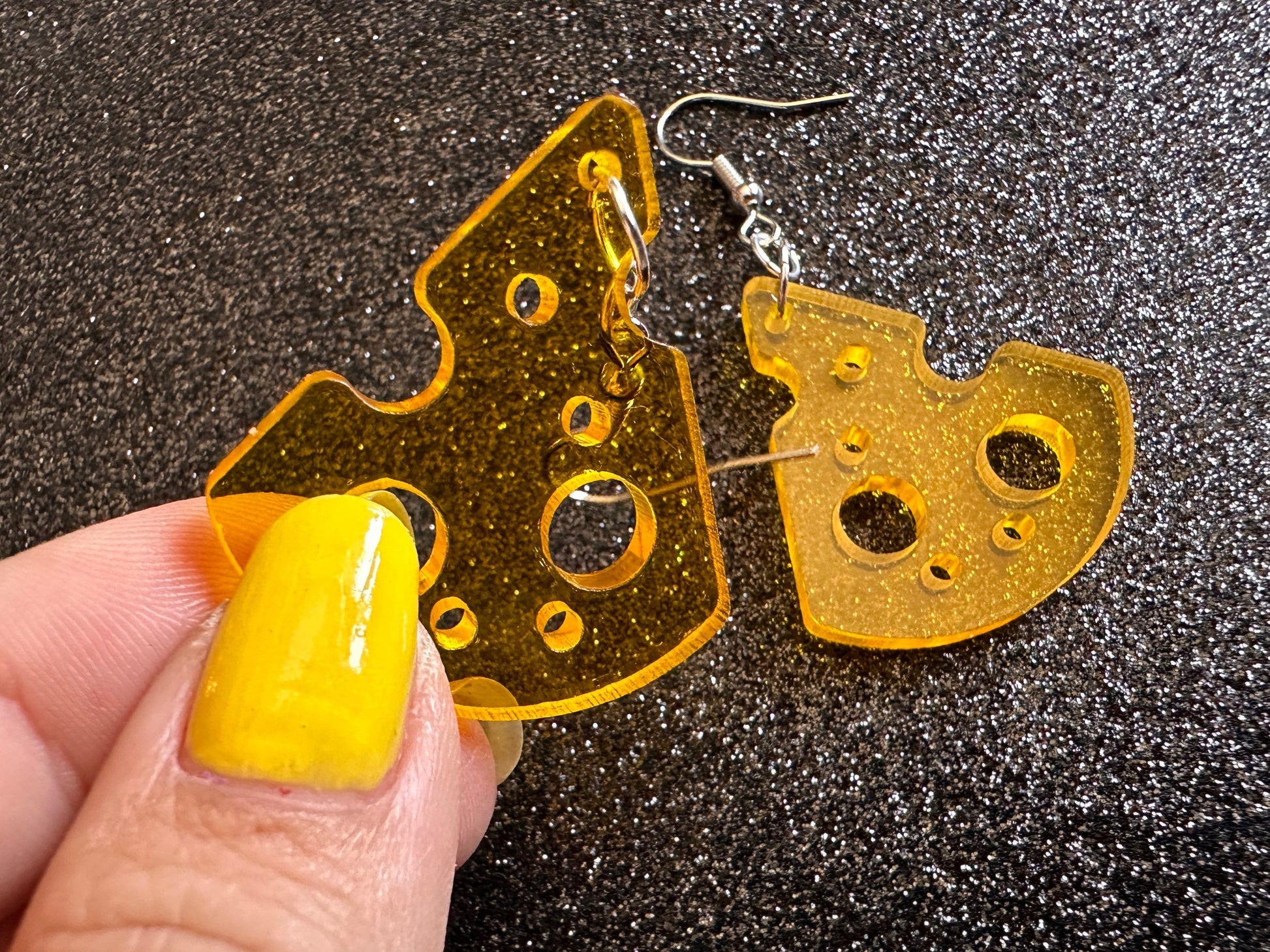 Cheese Slice Earrings: Laser Cut Acrylic Cheese, Dairy, Cow, Swiss Cheese, Slices, Food Earrings, Best Gifts for Her/Him/Them