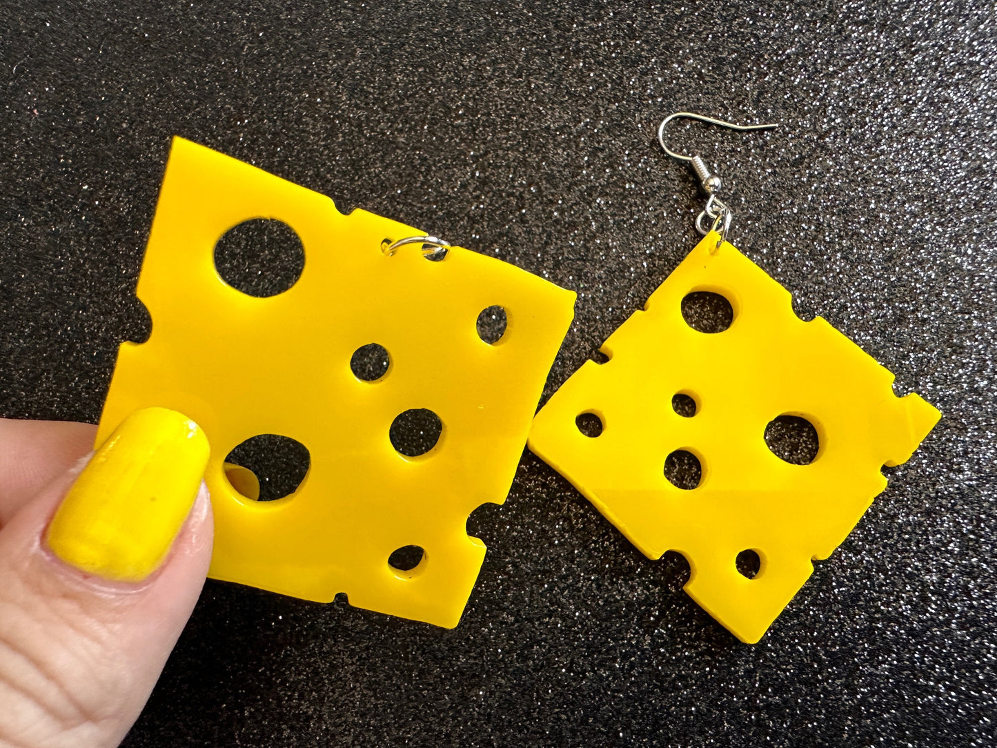 Cheese Slice Earrings: Laser Cut Acrylic Cheese, Dairy, Cow, Swiss Cheese, Slices, Food Earrings, Best Gifts for Her/Him/Them