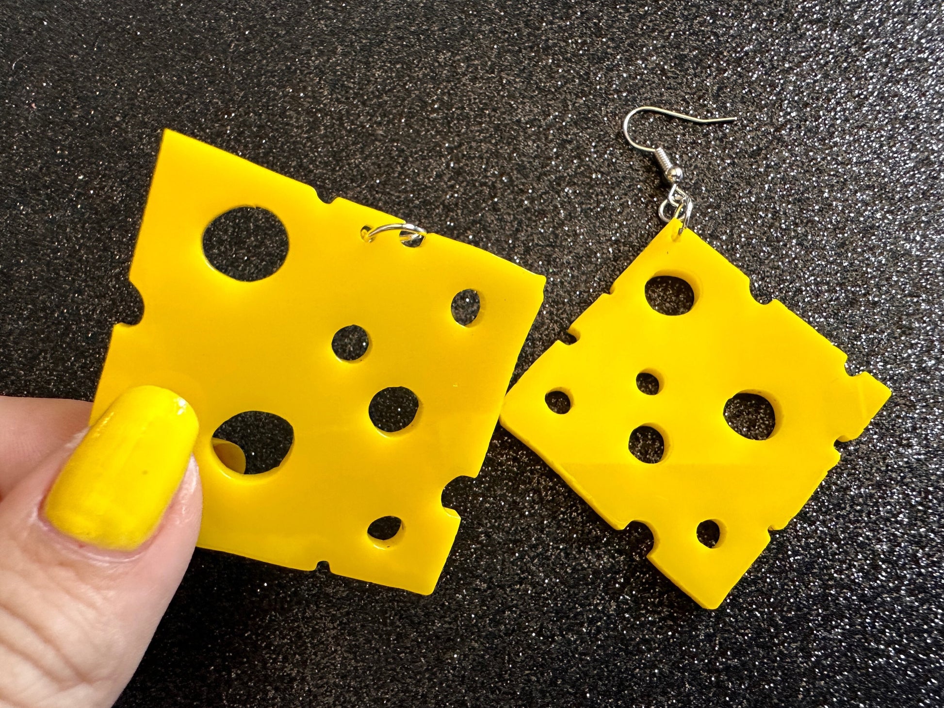 Cheese Slice Earrings: Laser Cut Acrylic Cheese, Dairy, Cow, Swiss Cheese, Slices, Food Earrings, Best Gifts for Her/Him/Them