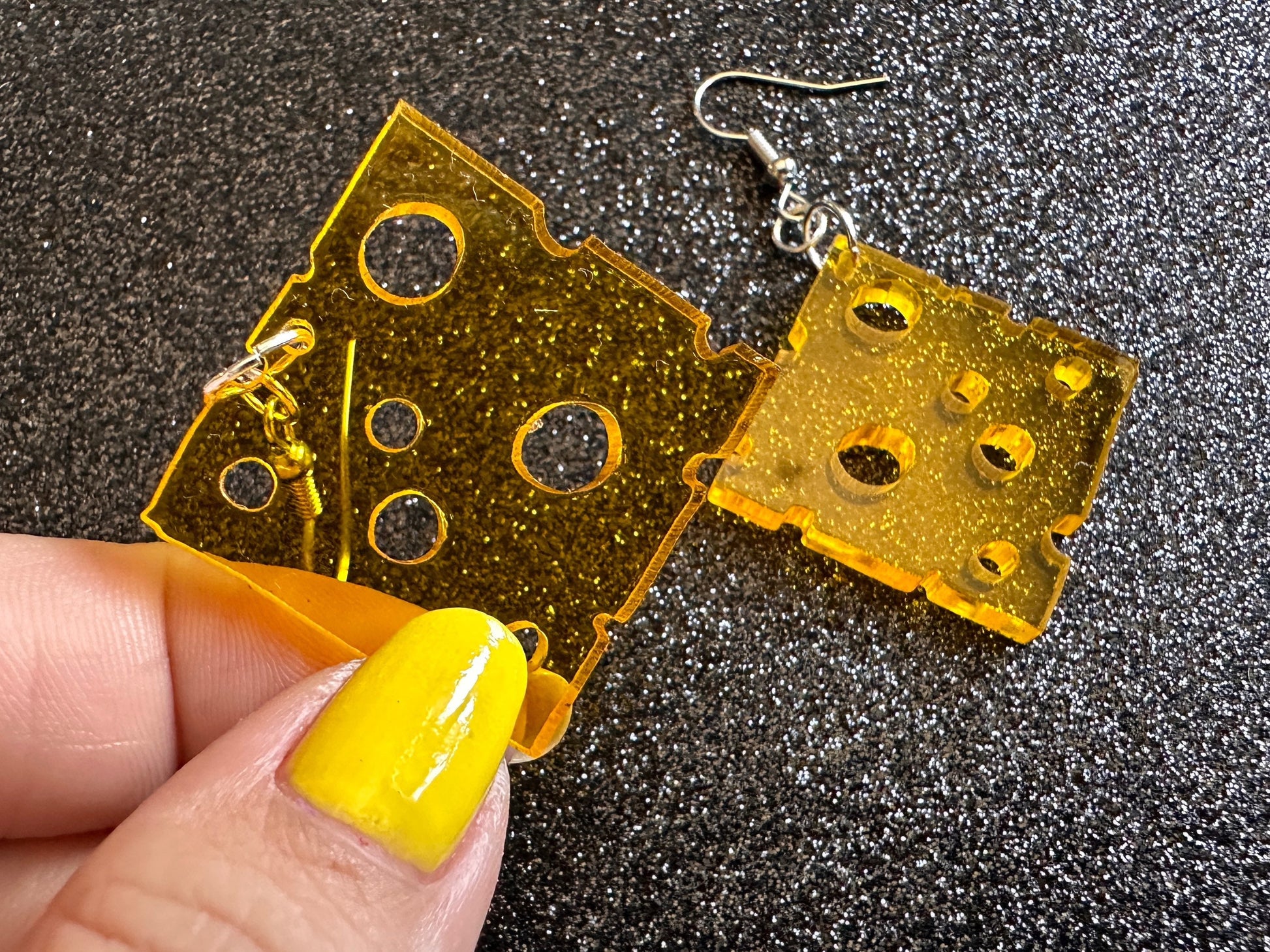 Cheese Slice Earrings: Laser Cut Acrylic Cheese, Dairy, Cow, Swiss Cheese, Slices, Food Earrings, Best Gifts for Her/Him/Them