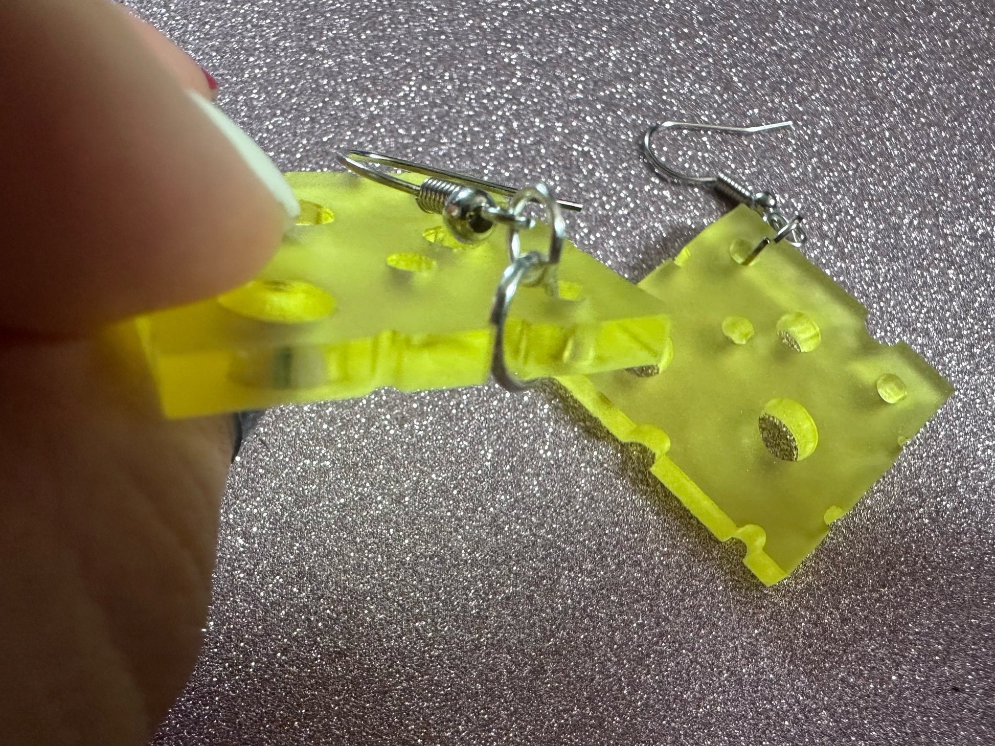 Cheese Slice Earrings: Laser Cut Acrylic Cheese, Dairy, Cow, Swiss Cheese, Slices, Food Earrings, Best Gifts for Her/Him/Them