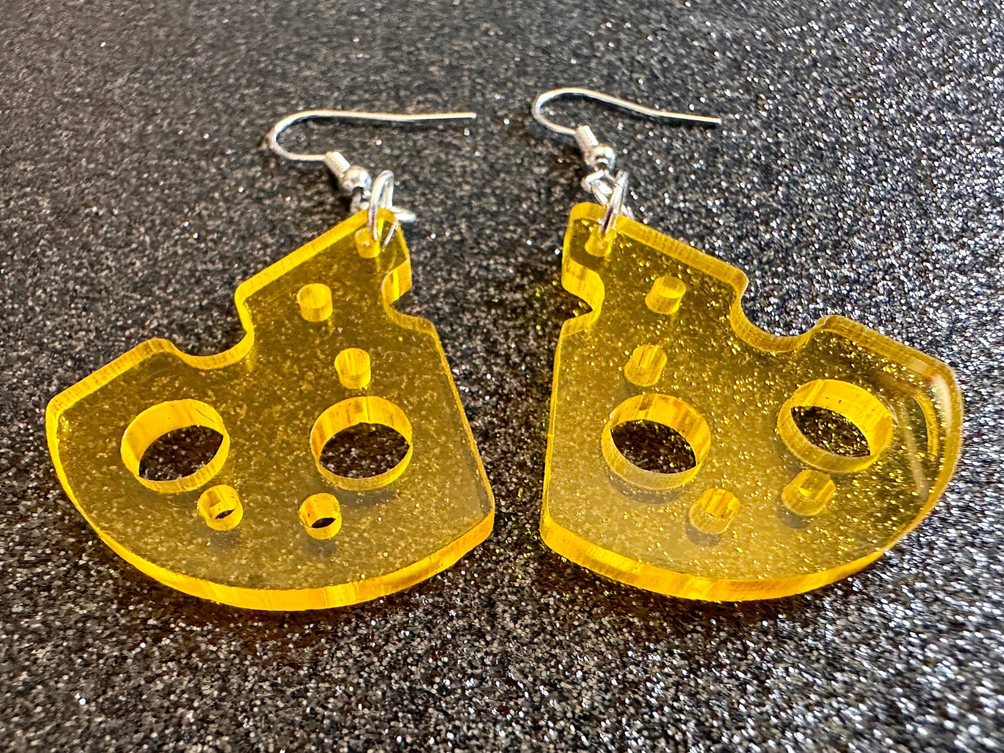 Cheese Slice Earrings: Laser Cut Acrylic Cheese, Dairy, Cow, Swiss Cheese, Slices, Food Earrings, Best Gifts for Her/Him/Them