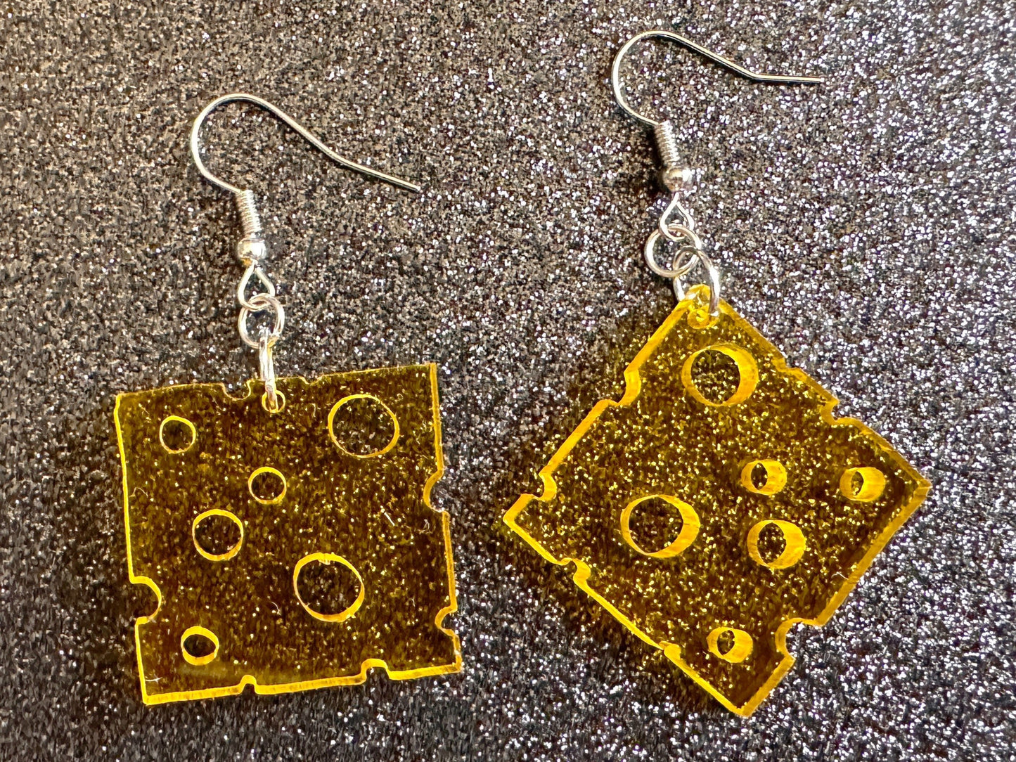 Cheese Slice Earrings: Laser Cut Acrylic Cheese, Dairy, Cow, Swiss Cheese, Slices, Food Earrings, Best Gifts for Her/Him/Them