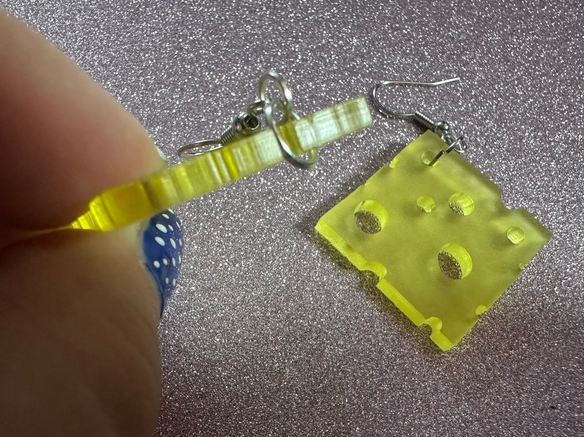 Cheese Slice Earrings: Laser Cut Acrylic Cheese, Dairy, Cow, Swiss Cheese, Slices, Food Earrings, Best Gifts for Her/Him/Them