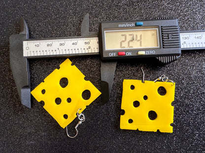 Cheese Slice Earrings: Laser Cut Acrylic Cheese, Dairy, Cow, Swiss Cheese, Slices, Food Earrings, Best Gifts for Her/Him/Them