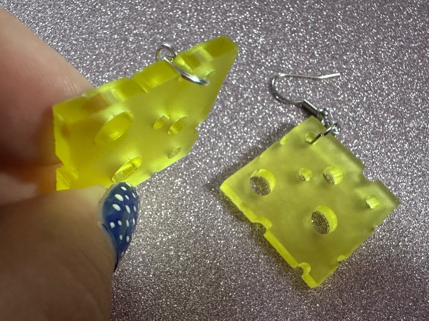 Cheese Slice Earrings: Laser Cut Acrylic Cheese, Dairy, Cow, Swiss Cheese, Slices, Food Earrings, Best Gifts for Her/Him/Them