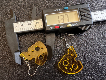 Cheese Slice Earrings: Laser Cut Acrylic Cheese, Dairy, Cow, Swiss Cheese, Slices, Food Earrings, Best Gifts for Her/Him/Them