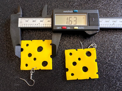 Cheese Slice Earrings: Laser Cut Acrylic Cheese, Dairy, Cow, Swiss Cheese, Slices, Food Earrings, Best Gifts for Her/Him/Them