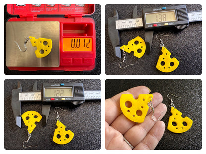 Cheese Slice Earrings: Laser Cut Acrylic Cheese, Dairy, Cow, Swiss Cheese, Slices, Food Earrings, Best Gifts for Her/Him/Them