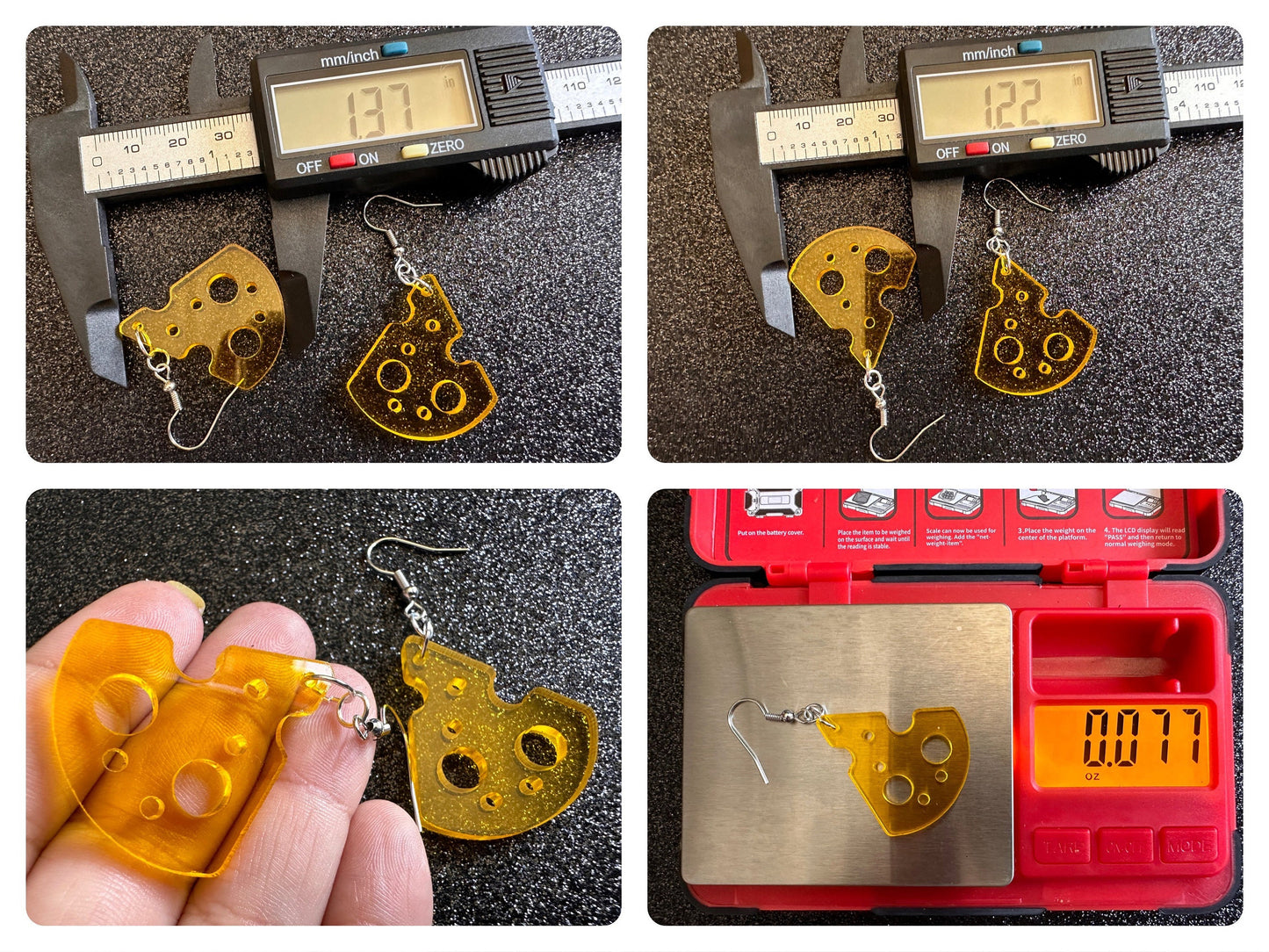 Cheese Slice Earrings: Laser Cut Acrylic Cheese, Dairy, Cow, Swiss Cheese, Slices, Food Earrings, Best Gifts for Her/Him/Them