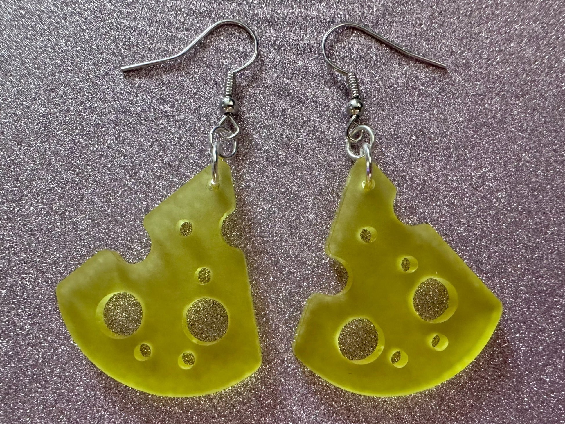 Cheese Slice Earrings: Laser Cut Acrylic Cheese, Dairy, Cow, Swiss Cheese, Slices, Food Earrings, Gifts for Her/Him/Them