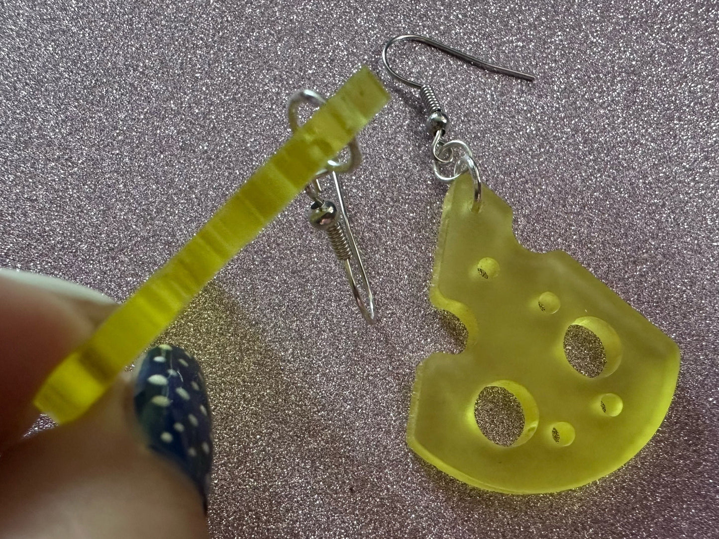 Cheese Slice Earrings: Laser Cut Acrylic Cheese, Dairy, Cow, Swiss Cheese, Slices, Food Earrings, Gifts for Her/Him/Them