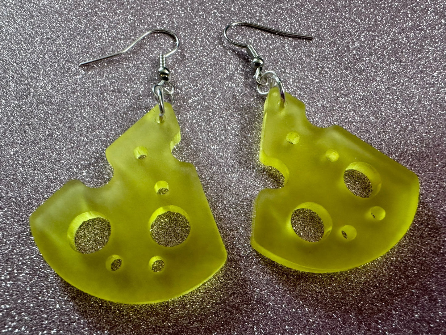 Cheese Slice Earrings: Laser Cut Acrylic Cheese, Dairy, Cow, Swiss Cheese, Slices, Food Earrings, Gifts for Her/Him/Them
