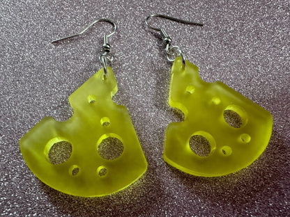 Cheese Slice Earrings: Laser Cut Acrylic Cheese, Dairy, Cow, Swiss Cheese, Slices, Food Earrings, Gifts for Her/Him/Them