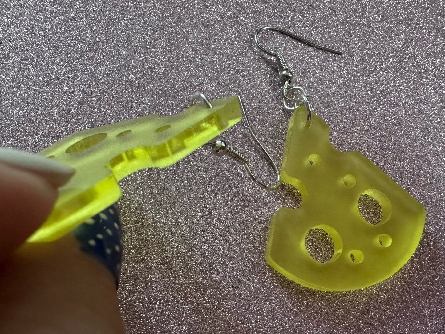 Cheese Slice Earrings: Laser Cut Acrylic Cheese, Dairy, Cow, Swiss Cheese, Slices, Food Earrings, Gifts for Her/Him/Them