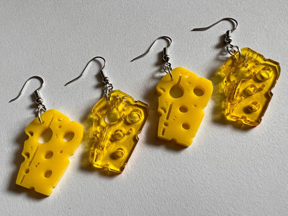 Cheese Slice Earrings: Laser Cut Acrylic, Dairy, Cow, Swiss Cheese, Slices, Sandwich, Food Earrings, Best Gifts for Her/Him/Them