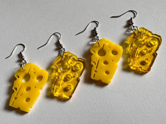 Cheese Slice Earrings: Laser Cut Acrylic, Dairy, Cow, Swiss Cheese, Slices, Sandwich, Food Earrings, Best Gifts for Her/Him/Them