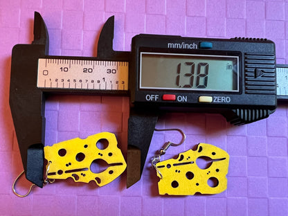 Cheese Slice Earrings: Laser Cut Wood Earrings, Dairy, Cow, Swiss Cheese, Slices, Sandwich, Food Earrings, Best Gifts for Her/Him/Them