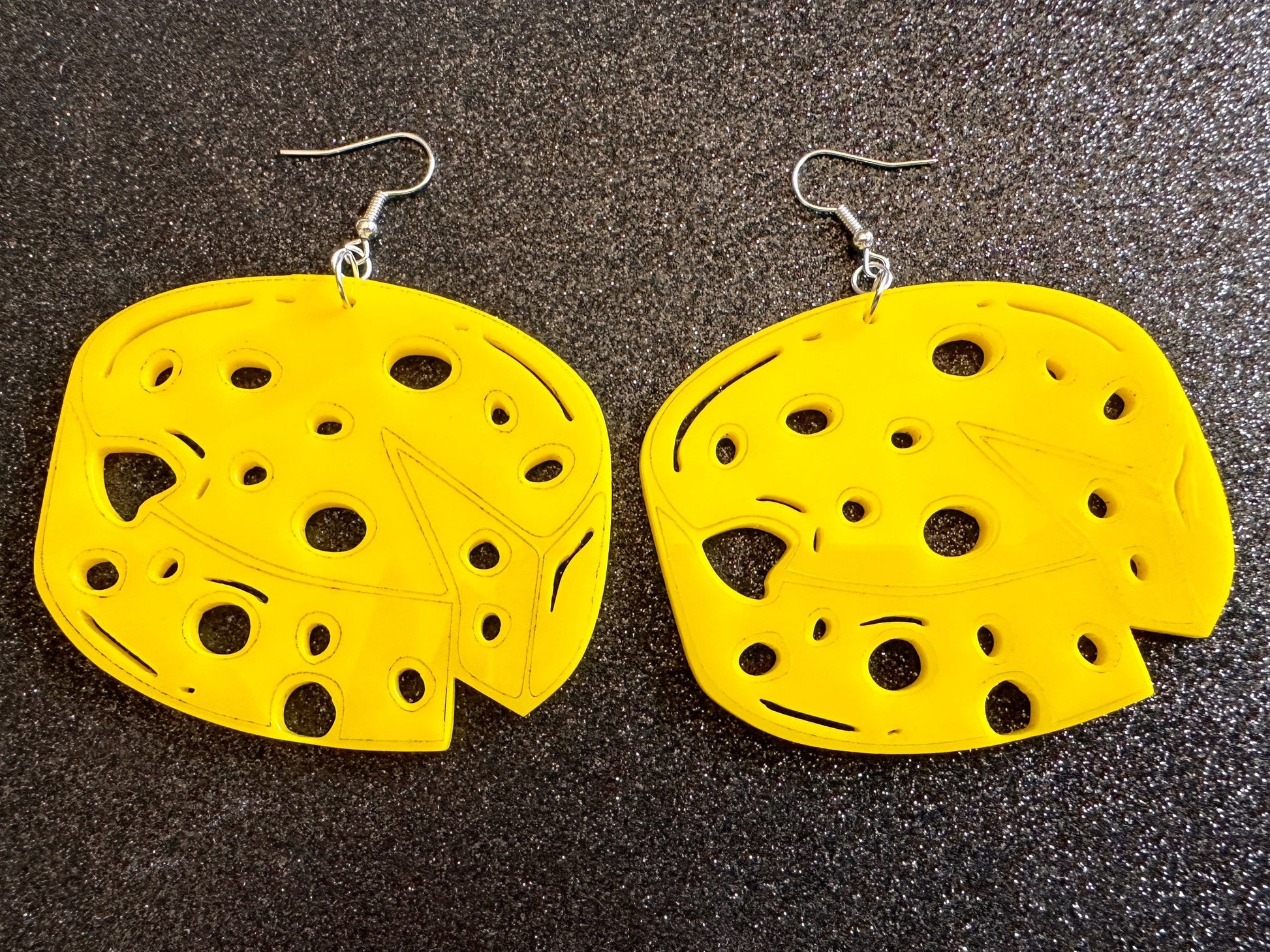 Cheese Wheel Earrings: Laser Cut Acrylic Cheese, Wheel of Cheese, Dairy, Cow, Swiss Cheese, Slices, Food Earrings, Gifts for Her/Him/Them