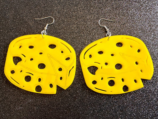 Cheese Wheel Earrings: Laser Cut Acrylic Cheese, Wheel of Cheese, Dairy, Cow, Swiss Cheese, Slices, Food Earrings, Gifts for Her/Him/Them