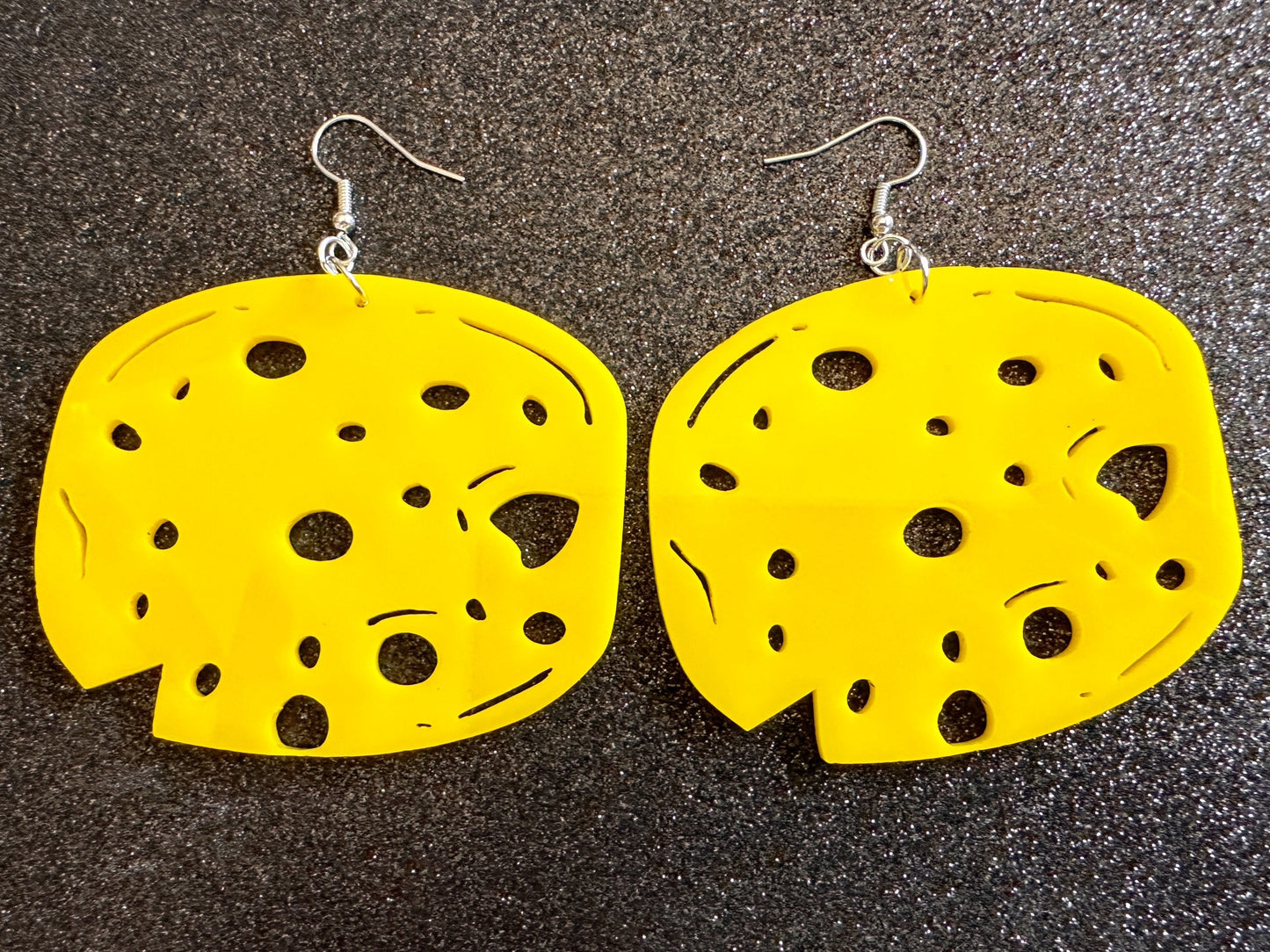 Cheese Wheel Earrings: Laser Cut Acrylic Cheese, Wheel of Cheese, Dairy, Cow, Swiss Cheese, Slices, Food Earrings, Gifts for Her/Him/Them