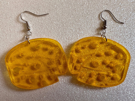 Cheese Wheel Earrings: Laser Cut Acrylic Cheese, Wheel of Cheese, Dairy, Cow, Swiss Cheese, Slices, Food Earrings, Gifts for Her/Him/Them