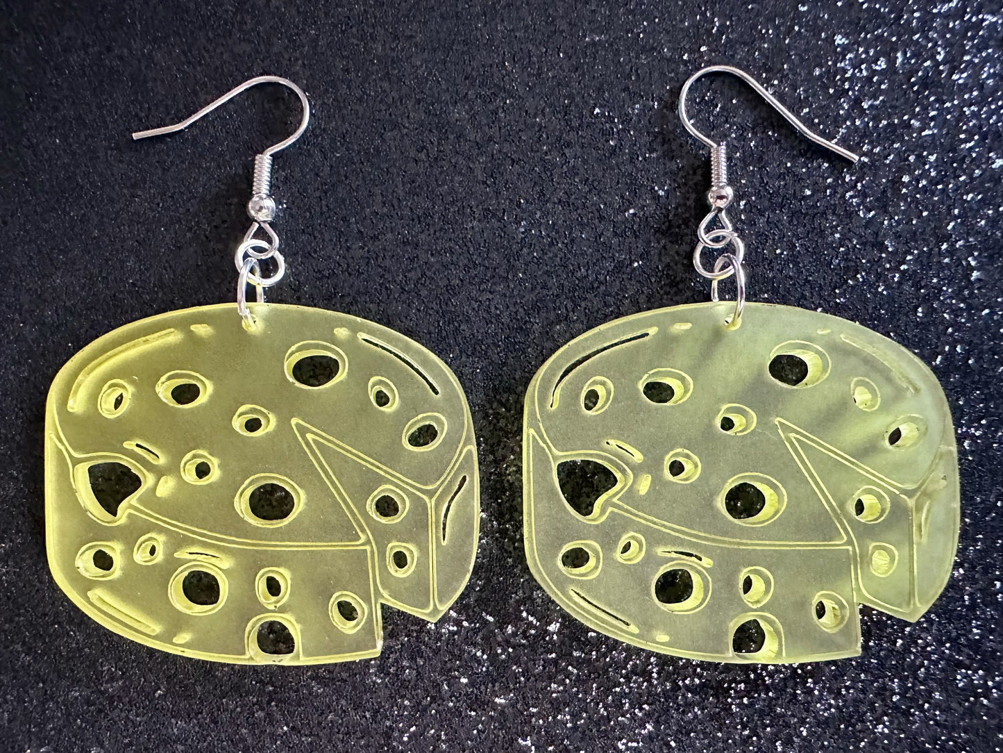Cheese Wheel Earrings: Laser Cut Acrylic Cheese, Wheel of Cheese, Dairy, Cow, Swiss Cheese, Slices, Food Earrings, Gifts for Her/Him/Them