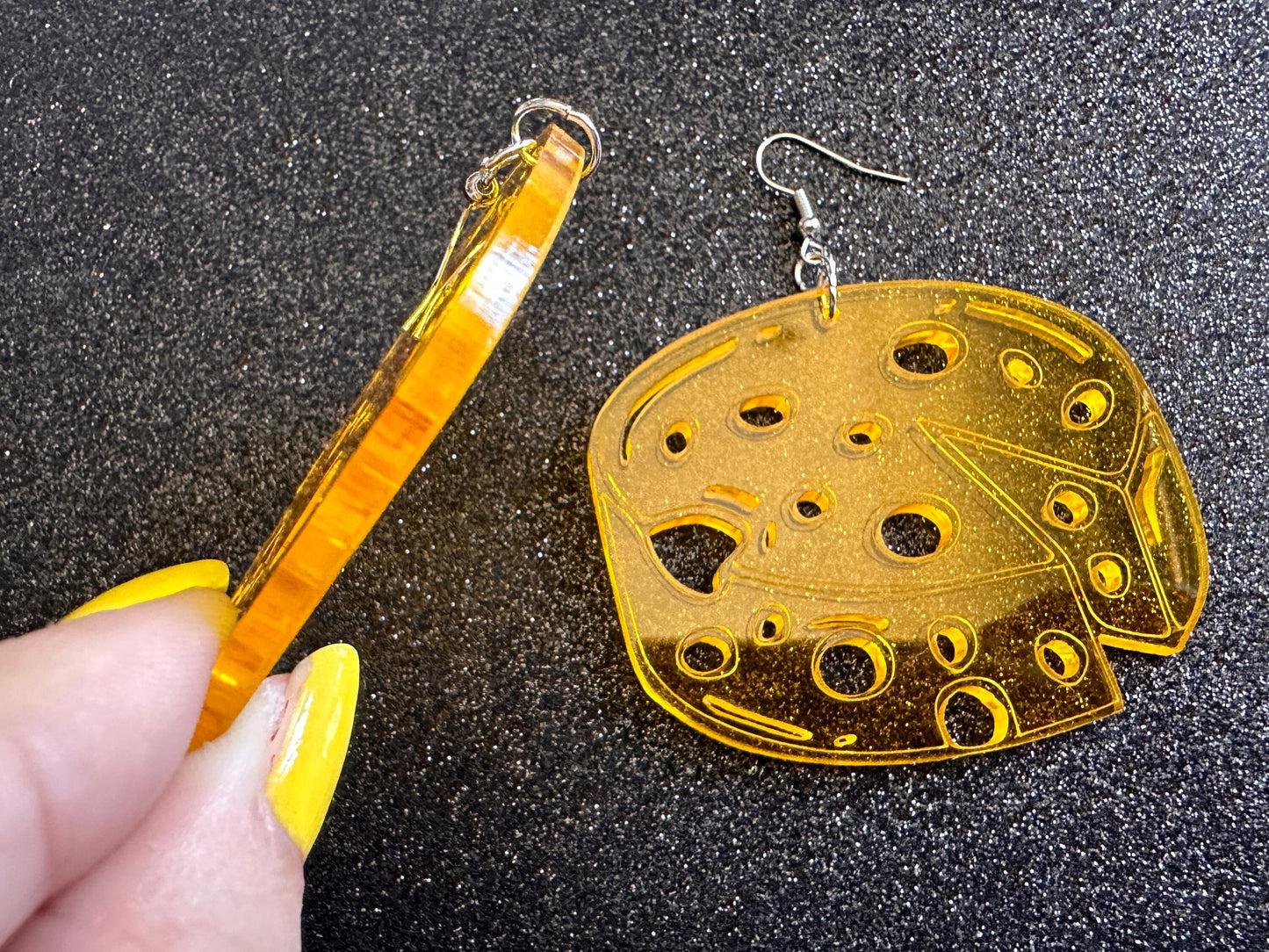 Cheese Wheel Earrings: Laser Cut Acrylic Cheese, Wheel of Cheese, Dairy, Cow, Swiss Cheese, Slices, Food Earrings, Gifts for Her/Him/Them